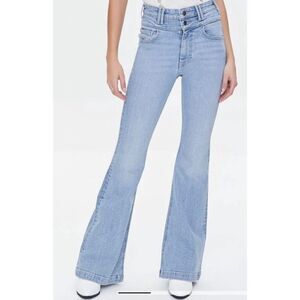 NWT FOREVER 21 | High Rise Flare Leg Slim Fit Light Blue Wash Denim Jeans 33